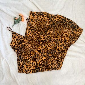 Lulus Wildly Desirable Leopard Print Faux Satin Wrap Maxi Dress - Size M
